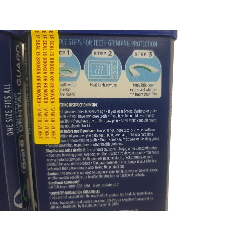 Oral-B‎ Nighttime Dental Guard 2 Pack Microwavable Custom Fit Scope Mint Flavor